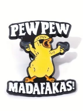 Pew Pew Yellow Duck Enamel Pin NEW